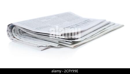 Newspaper isolated on white Stock Photo