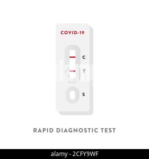Coronavirus rapid test device. Diagnosis for Covid-19. Positive test result. Pandemic concept. Vector illustration, flat design Stock Vector