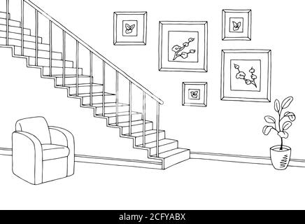 staircase clipart black and white