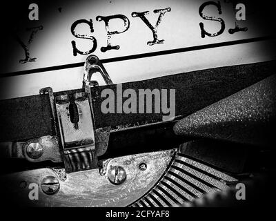 Typewriter, Spy, Close-up Stock Photo