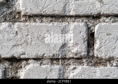 A part of Old white brick wall , for texture or background. Stock Photo