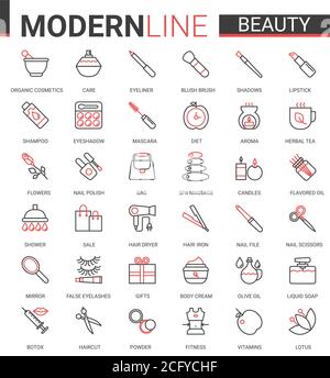Organic Cosmetics Vector Thin Line Icons Set Stock Vector Image & Art ...