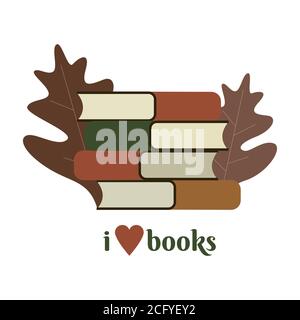 Bunch of books with quote i love books vector illustration isolated Stock Vector