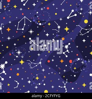 Constellation seamless pattern. Space background. Galaxy print. Space  pattern with stars, milky way, constellations, zodiac, nebula. Vector Stock  Vector Image & Art - Alamy