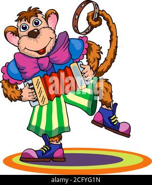 Circus, circus animals, fun, show, elephant, tiger, monkey, hippopotamus, illustration, fun, performance, mane, animals, beast, horse, game Stock Vector