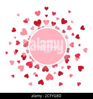 Valentine's day banner. Heart round background. Love round frame. Vector illustration Stock Vector