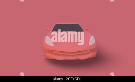 3d Render car on dark pink background Stock Photo