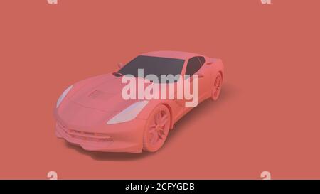 3d Render car on dark pink background Stock Photo