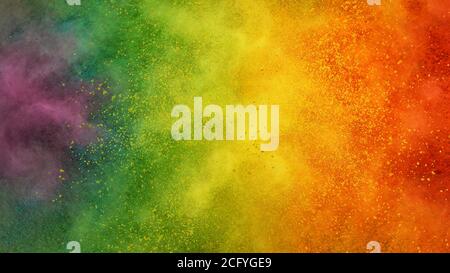 Abstract coloured powder explosion background, various colours Stock Photo