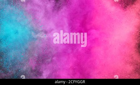 Abstract coloured powder explosion background, various colours Stock Photo