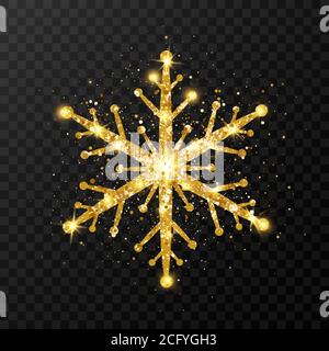 Gold Glitter Snowflakes Set On White Background Shining Snowflake With  Sparkles And Star Christmas And New