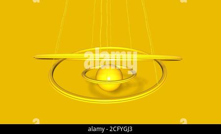 3d render abstract Halos on yellow background Stock Photo