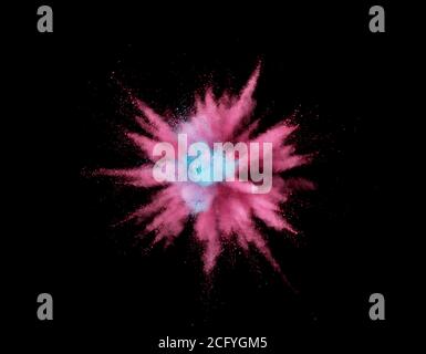 Abstract coloured powder explosion on black background Stock Photo