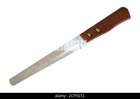 sharp toothed knife isolated on white background Stock Photo