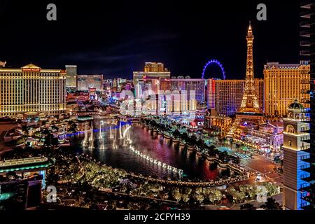 Las Vegas Nevada panoramic view of the Las Vegas Strip. Stock Photo