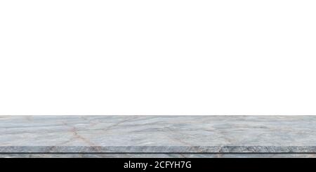 Empty marble table or shelf isolated on white background. For design or product display montage. Stock Photo