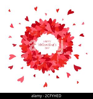 Valentine's Day greeting card. Hearts round frame. Love concept. Vector illustration
