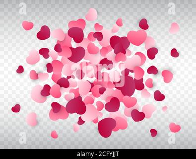 Heart confetti splash. Love background. Pink confetti texture. Vector illustration Stock Vector