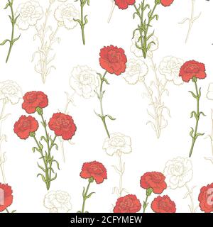 Carnation flower graphic color seamless pattern sketch illustration vector Stock Vector