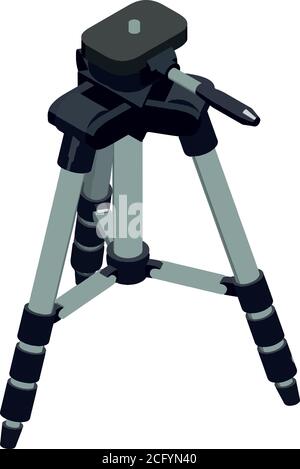 Camera tripod icon. Isometric of camera tripod vector icon for web design isolated on white background Stock Vector