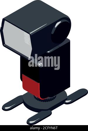 Camera flasher icon. Isometric of camera flasher vector icon for web design isolated on white background Stock Vector