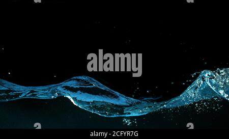 Abstract splashing water wave isolated on black background Stock Photo