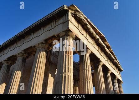 Temple of Hephaestus in the Ancient Agora of Athens, Greece Stock Photo