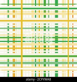 Checkered plaid vector background. Green and yellow tartan, plaid seamless pattern, checked towel, geometrical abstract Stock Vector
