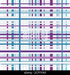 Checkered plaid vector background. Blue and purple tartan, plaid seamless pattern, checked towel, geometrical abstract Stock Vector