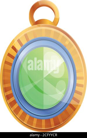 Chinese gold amulet icon. Cartoon of chinese gold amulet vector icon for web design isolated on white background Stock Vector