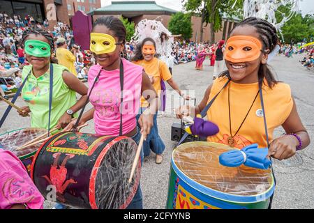 Cleveland Ohio,University Circle Parade the Circle Arts Cultural Festival,festivals celebration fairs fair,community Black African Africans,girl girls Stock Photo