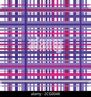 Checkered plaid vector background. Pink and purple tartan, plaid seamless pattern, checked towel, geometrical abstract Stock Vector