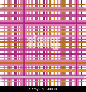 Checkered plaid vector background. Pink and yellow tartan, plaid seamless pattern, checked towel, geometrical abstract Stock Vector