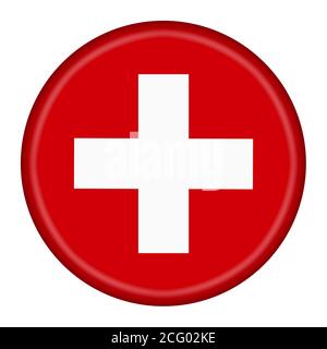 Switzerland flag button 3d illustration with clipping path Stock Photo