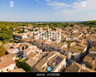 France, Gard, Aigues Vives (aerial view) Stock Photo