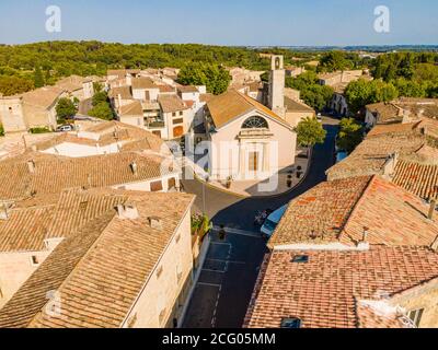 France, Gard, Aigues Vives (aerial view) Stock Photo