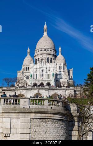 France, Paris (75), Montmartre hill, the Sacr? Coeur basilica Stock Photo