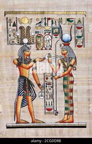 old egyptian papyrus. ancient egyptian parchment Stock Photo