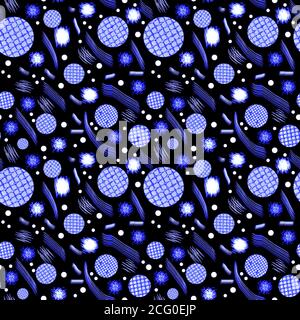 seamless pattern.Black and white circle ornament .Hand drawing painting background . Backdrop, background, fabric, Wallpaper design. Stock Photo