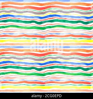 Watercolor seamless pattern borders. Сolorful strips.Hand drawing painting background . Backdrop, background, fabric, Wallpaper. Summer, travel, vacat Stock Photo