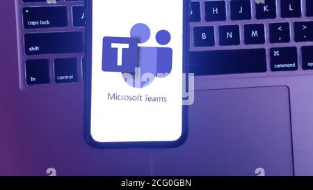 Microsoft Teams is a unified communication and collaboration platform that combines persistent chat in the workplace, video meetings  New York, USA. S Stock Photo
