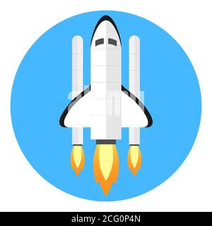 Space shuttle rocket icon. Space travelling or startup concept. Vector illustration. Stock Vector