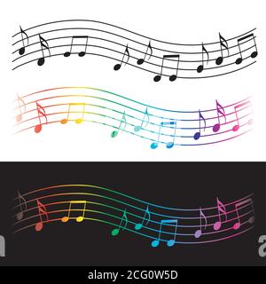 Music notes. Illustration of wavy music notation. Vector available. Stock Vector