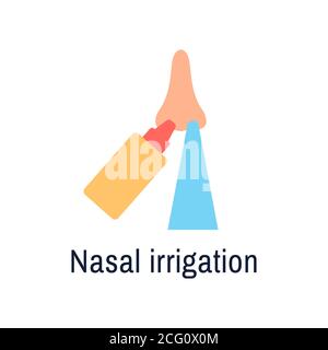 Nasal wash flat icon isolated on white background. Stock Vector