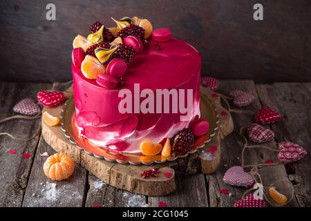St. Valentine's Day, Mother's Day, Birthday Cake. A festive dessert in Stock Photo