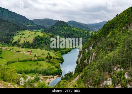 The village of Spajici and Lazici, a very old houses, near Lake Zaovine ...