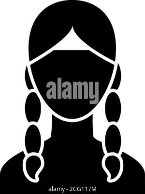 Avatar native american woman icon over white background, silhouette style, vector illustration Stock Vector