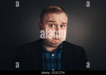 confident caucasian fat man looking at camera Stock Photo