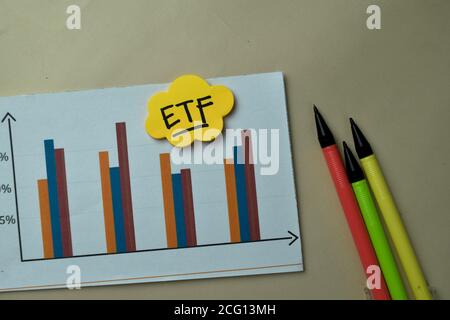 ETF - Exchange Traded Fund write on sticky notes isolated on office desk. Stock Photo