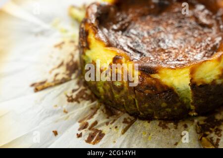 Matcha basque burnt cheesecake Stock Photo